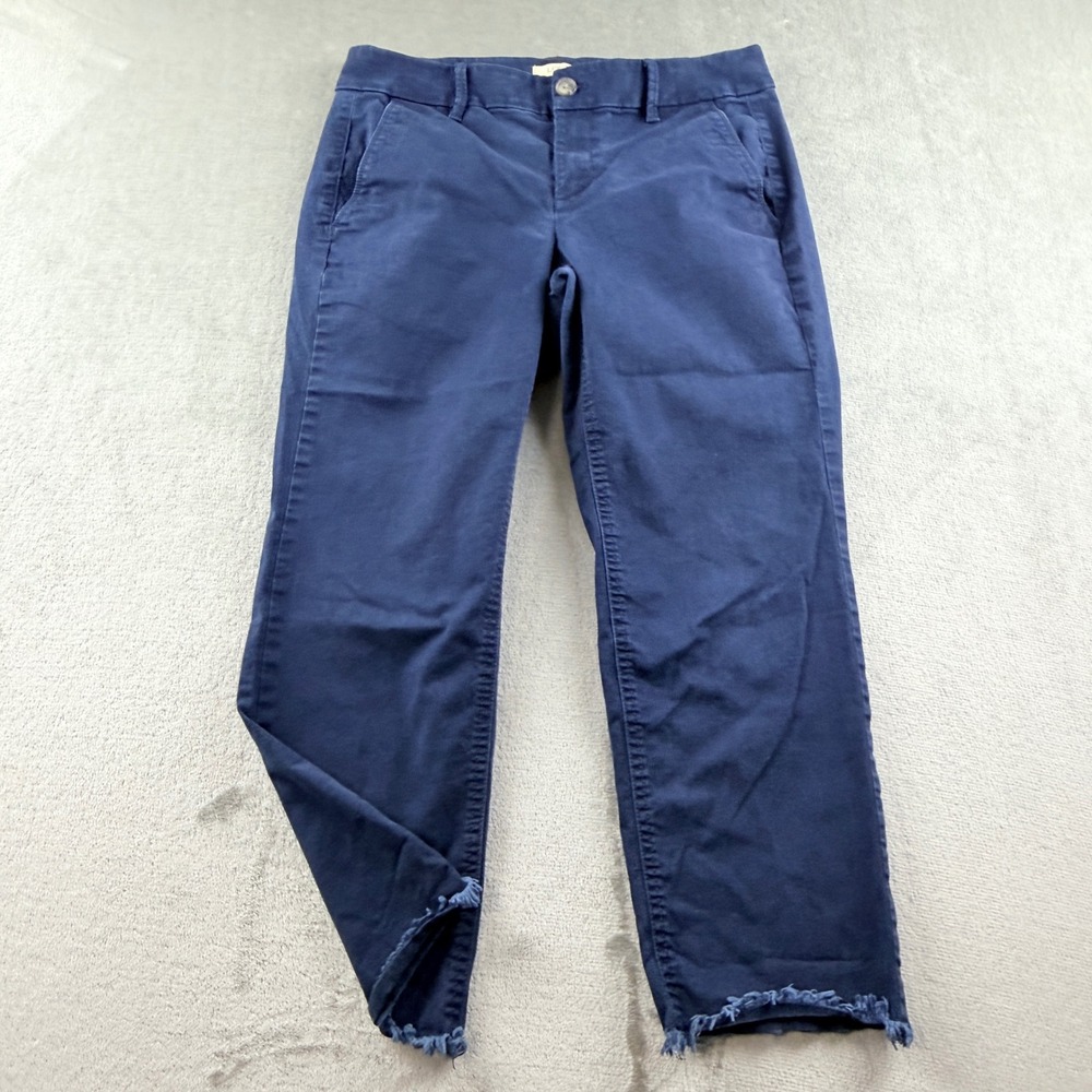 LOFT Outlet Women's 8P Petite Girlfriend Chino Petite Navy Blue Ankle Pants
